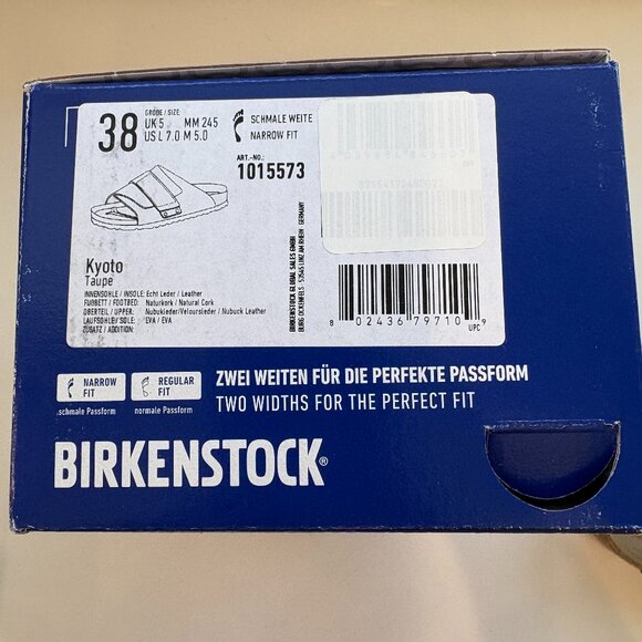 Birkenstock Kyoto Slide Sandals Nubuck Suede Leather Taupe Size 38 US 7 NEW - Picture 7 of 7